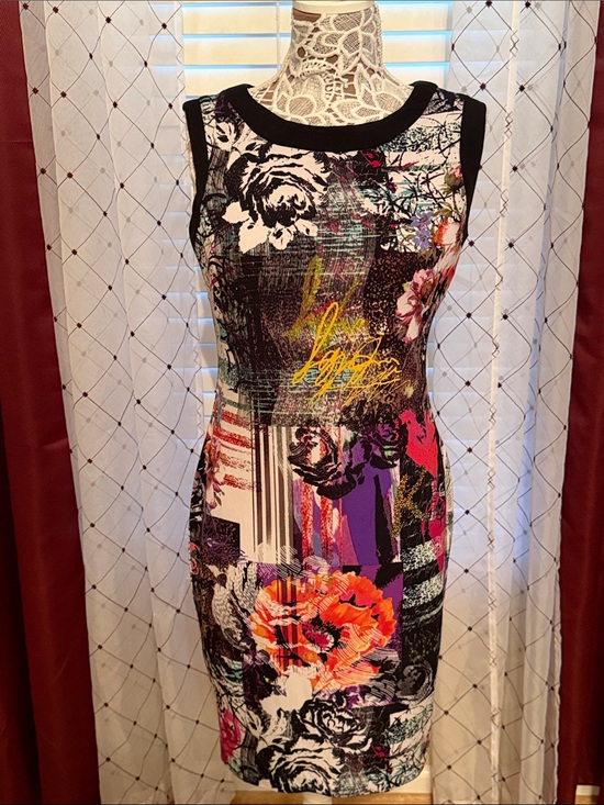 Cache Dresses & Skirts - Cache Multicolor Floral & Abstract Sleeveless Bodycon Dress (128)